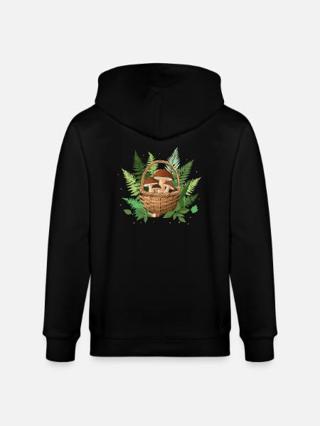 Mushroom basket with Karl Johan - Stanley/Stella CULTIVATOR Unisex Organic Hooded Jacket - black