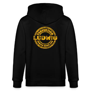 Geschenk für Ludwig - Stanley/Stella Unisex Bio-Kapuzenjacke CULTIVATOR  - Schwarz - Hinten - Anna (173cm)