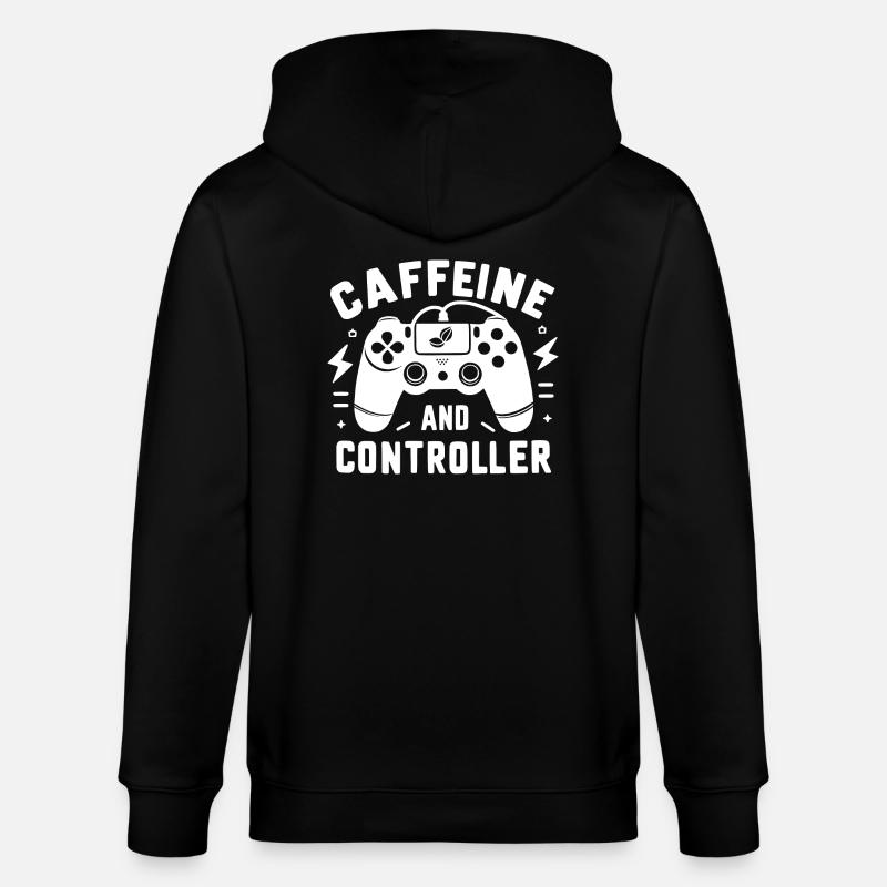 Caffeine and Controller - Stanley/Stella CULTIVATOR  Unisex Organic Hooded Jacket - black