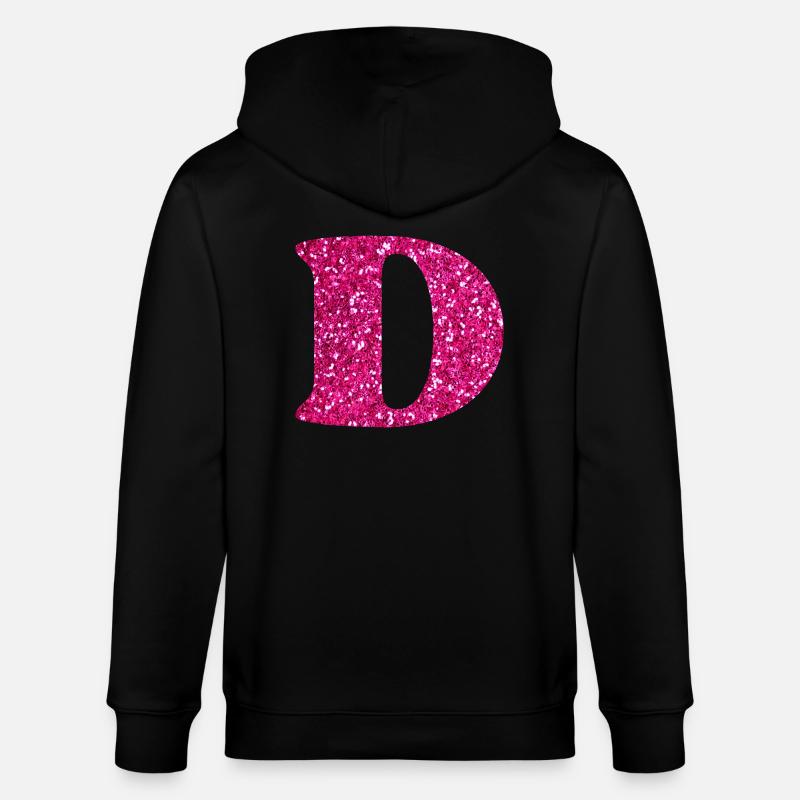 Glitzer rosa Buchstabe d - Stanley/Stella Unisex Bio-Kapuzenjacke CULTIVATOR  - Schwarz