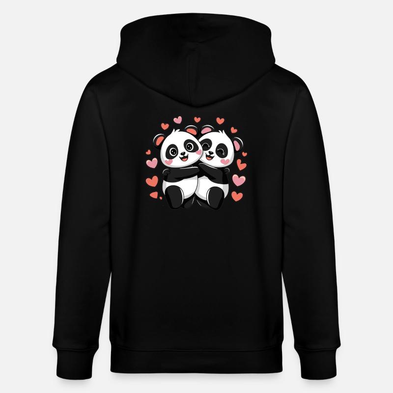 Panda Love - Stanley/Stella CULTIVATOR  Unisex Organic Hooded Jacket - black