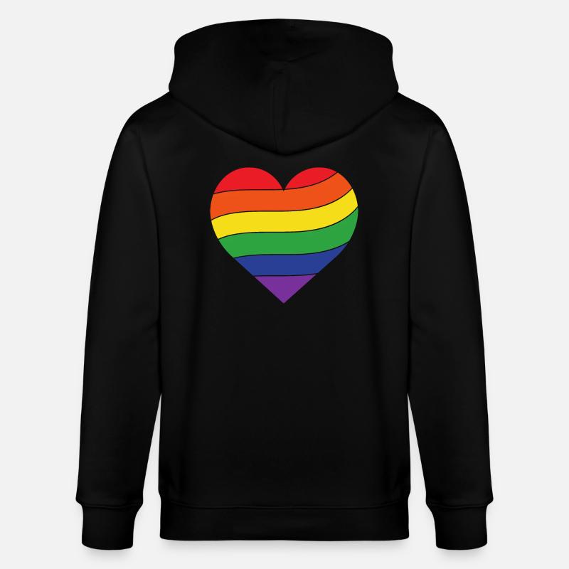 Regenbogen Herz | Pride - Stanley/Stella Unisex Bio-Kapuzenjacke CULTIVATOR  - Schwarz