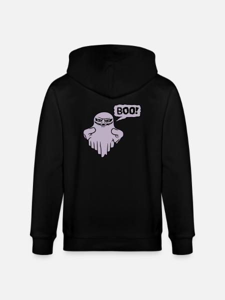 Boo Speech Bubble Evil Spirit - Stanley/Stella CULTIVATOR Unisex Organic Hooded Jacket - black