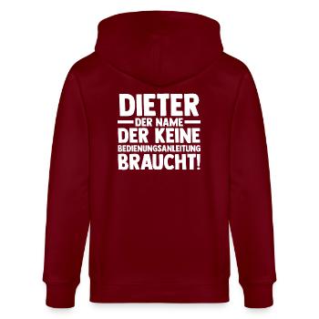 Vorname Dieter - Stanley/Stella Unisex Bio-Kapuzenjacke CULTIVATOR  - Burgunderrot - Hinten - Anna (173cm)