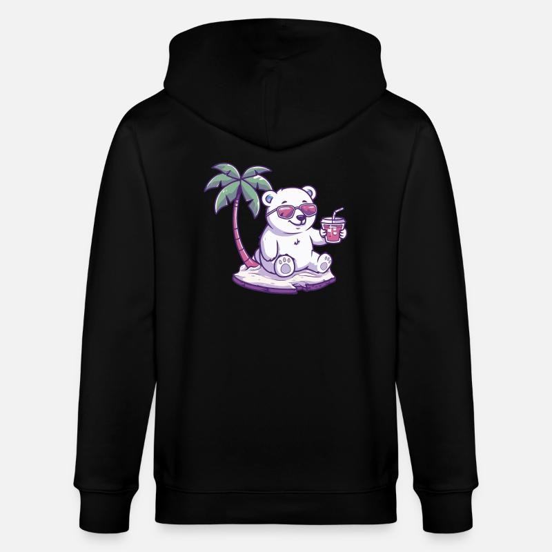 Eisbär Sommer Strand Comic - Stanley/Stella Unisex Bio-Kapuzenjacke CULTIVATOR  - Schwarz