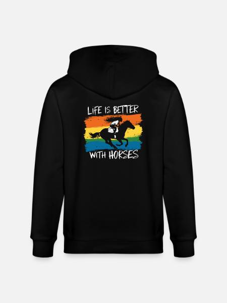Pferde machen das Leben schöner - Stanley/Stella Unisex Bio-Kapuzenjacke CULTIVATOR - Schwarz