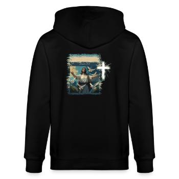 Hope & Future - Inspiring Christian T-Shirt T-Shir - Stanley/Stella CULTIVATOR  Unisex Organic Hooded Jacket - black - Back - Anna (173cm)