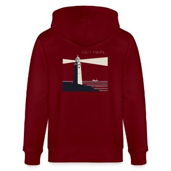 LEUCHTTURM - Stanley/Stella Unisex Bio-Kapuzenjacke CULTIVATOR  - Burgunderrot - Hinten - Anna (173cm)