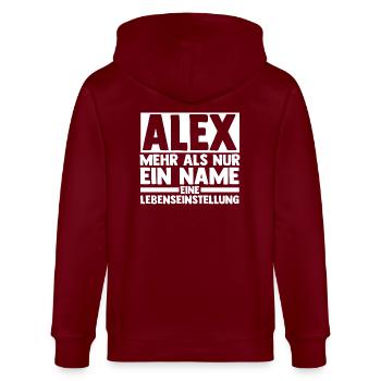 Alexander Alexandra Alexa Alex - Stanley/Stella Unisex Bio-Kapuzenjacke CULTIVATOR  - Burgunderrot - Hinten - Anna (173cm)