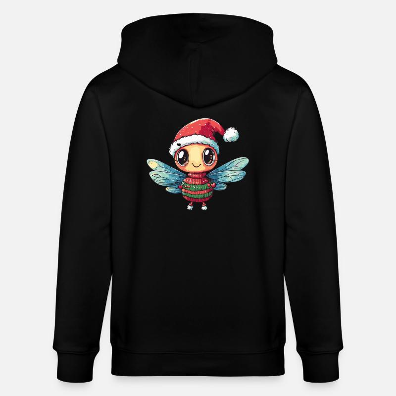 Libelle Weihnachten Comic - Stanley/Stella Unisex Bio-Kapuzenjacke CULTIVATOR  - Schwarz