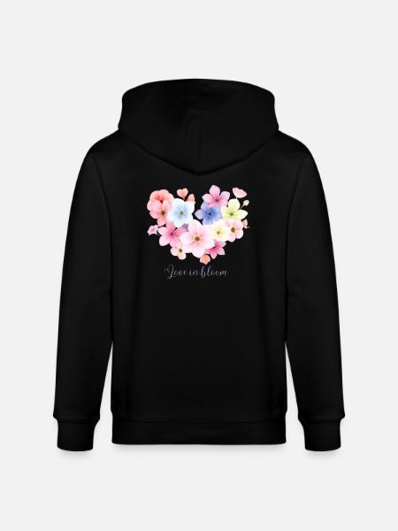 Love in Bloom Flower Design - Stanley/Stella CULTIVATOR  Unisex Organic Hooded Jacket - black