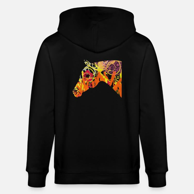 Pferdekopf bunt - Stanley/Stella Unisex Bio-Kapuzenjacke CULTIVATOR  - Schwarz