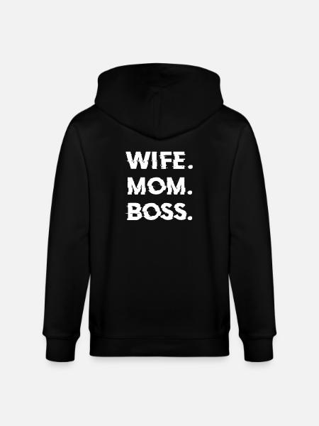 Wife Mom Boss Mothers Day Gift - Shirt - Stanley/Stella CULTIVATOR  Unisex Organic Hooded Jacket - black