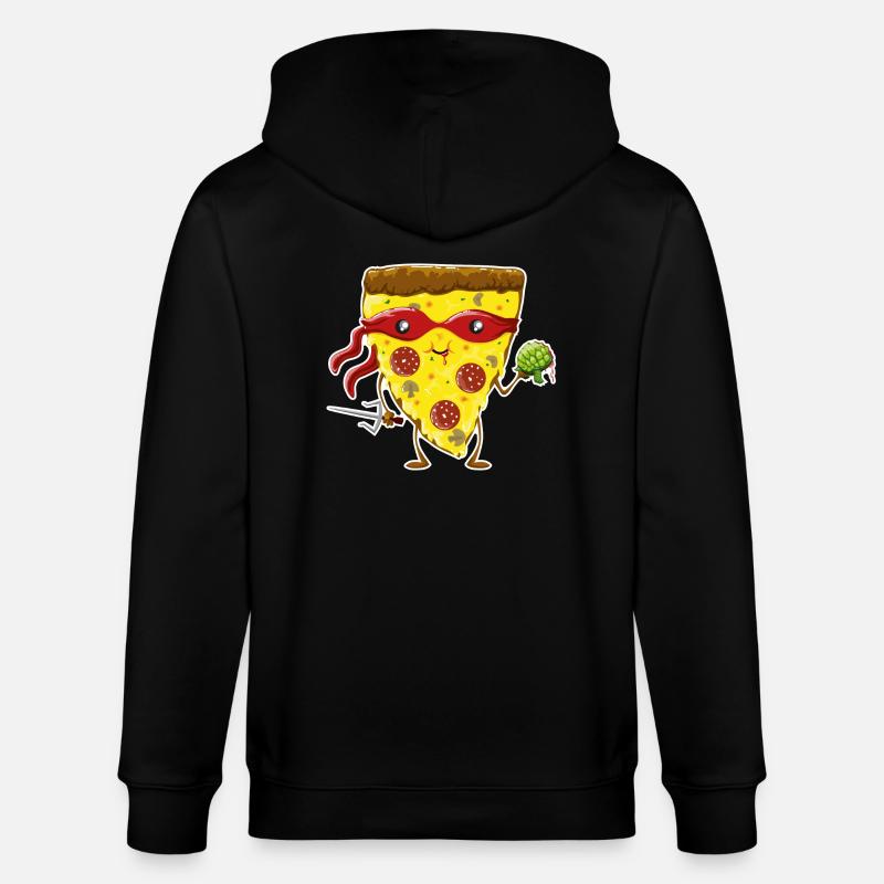 Ninja Pizza eats turtle - Veste à capuche bio CULTIVATOR Stanley/Stella Unisexe - noir