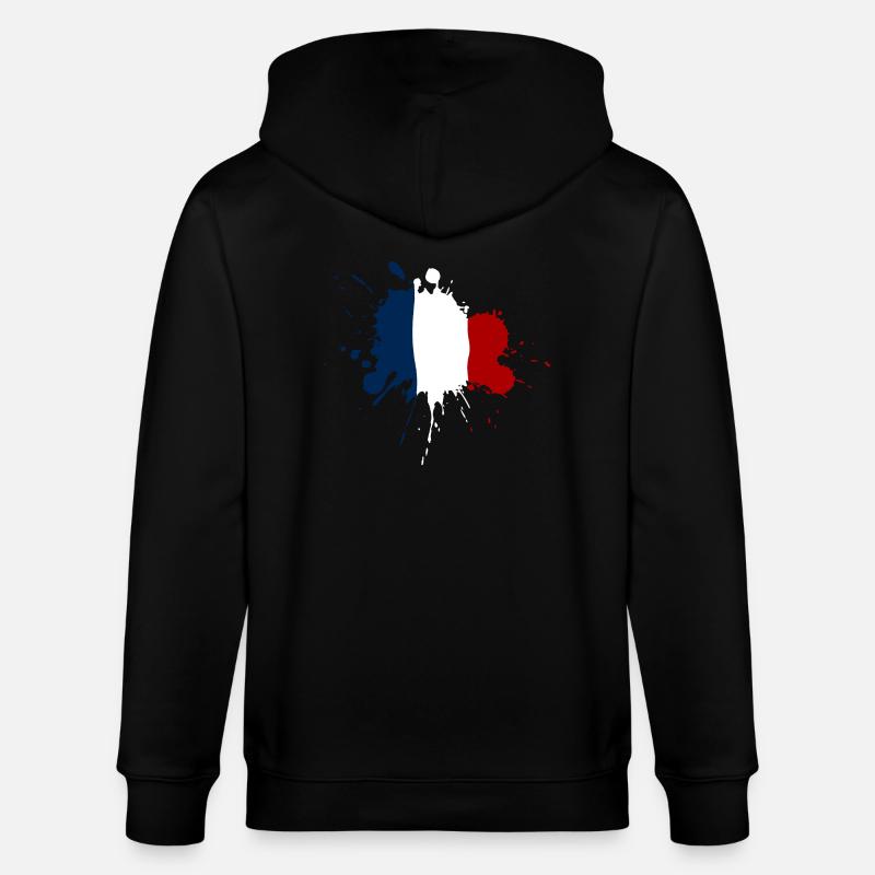 Frankreich Flagge Fleckendesign - Stanley/Stella Unisex Bio-Kapuzenjacke CULTIVATOR  - Schwarz