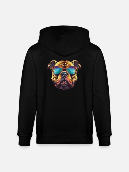 Bulldog Dog Cool Head Party - Stanley/Stella CULTIVATOR Unisex Organic Hooded Jacket - black
