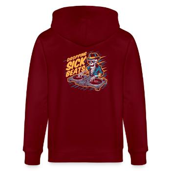 Kranke Beats fallen lassen - Stanley/Stella Unisex Bio-Kapuzenjacke CULTIVATOR  - Burgunderrot - Hinten - Anna (173cm)