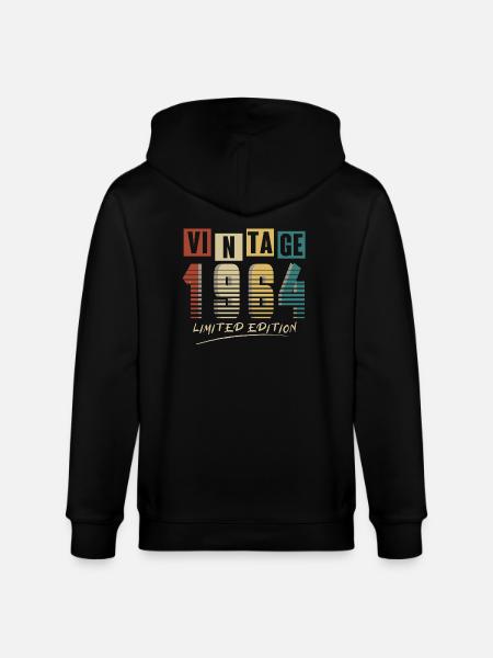 1964 Vintage 1964 Born in 1964 Birthday. Year 2 - Stanley/Stella CULTIVATOR Unisex Organic Hooded Jacket - black