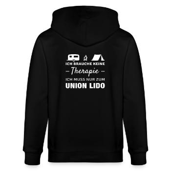 Therapie Union Lido - Stanley/Stella Unisex Bio-Kapuzenjacke CULTIVATOR  - Schwarz - Hinten - Anna (173cm)