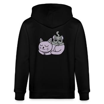 Freunde 2 Katzen aufeinander - Stanley/Stella Unisex Bio-Kapuzenjacke CULTIVATOR  - Schwarz - Hinten - Anna (173cm)