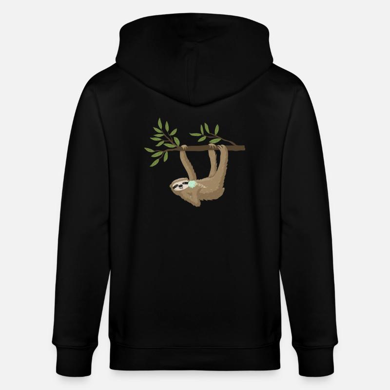 Faultier mit Eis - Stanley/Stella Unisex Bio-Kapuzenjacke CULTIVATOR  - Schwarz