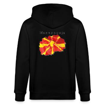 Mazedonien Flagge in der Mazedonien Landkarte MK - Stanley/Stella Unisex Bio-Kapuzenjacke CULTIVATOR  - Schwarz - Hinten - Anna (173cm)