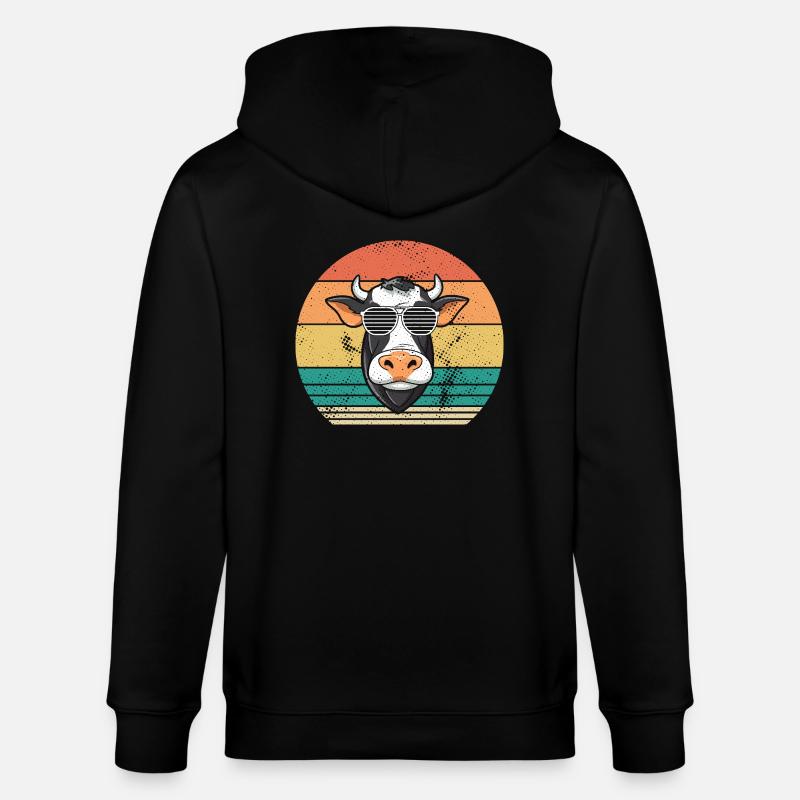 Vache Highland Bovins Vaches - Veste à capuche bio CULTIVATOR Stanley/Stella Unisexe - noir