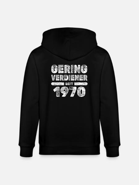Born in 1970 - Stanley/Stella CULTIVATOR  Unisex Organic Hooded Jacket - black