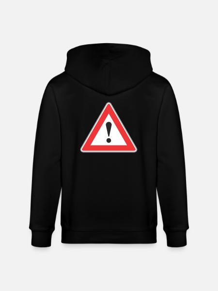 Road Sign exclamation point - Stanley/Stella CULTIVATOR Unisex Organic Hooded Jacket - black
