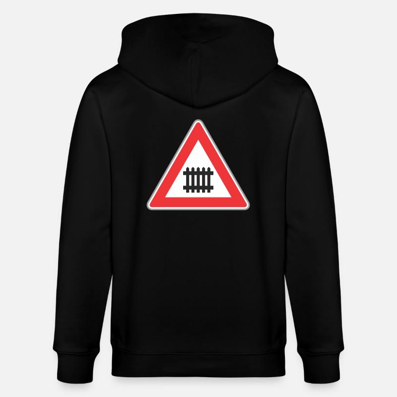 Road sign train way - Stanley/Stella CULTIVATOR Unisex Organic Hooded Jacket - black
