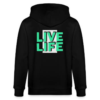 Live Life - Stanley/Stella Unisex Bio-Kapuzenjacke CULTIVATOR  - Schwarz - Hinten - Anna (173cm)
