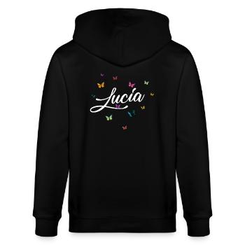 LUCIA - Nom de fille avec des papillons colorés - Veste à capuche bio CULTIVATOR Stanley/Stella Unisexe - noir - Dos - Anna (173cm)