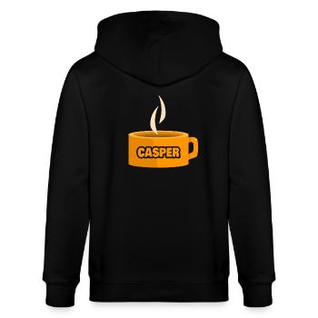 Casper als Teetasse - Stanley/Stella Unisex Bio-Kapuzenjacke CULTIVATOR  - Schwarz - Hinten - Anna (173cm)