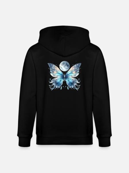 Butterfly Moon - Stanley/Stella CULTIVATOR Unisex Organic Hooded Jacket - black