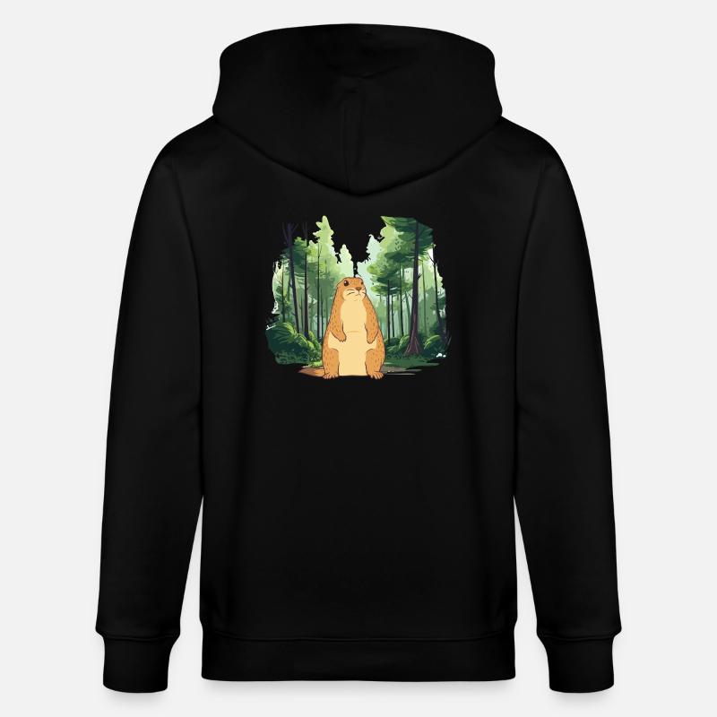 Strong groundhog nature landscape - Stanley/Stella CULTIVATOR  Unisex Organic Hooded Jacket - black