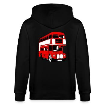 London-Bus (3 color) - Stanley/Stella Unisex Bio-Kapuzenjacke CULTIVATOR  - Schwarz - Hinten - Anna (173cm)