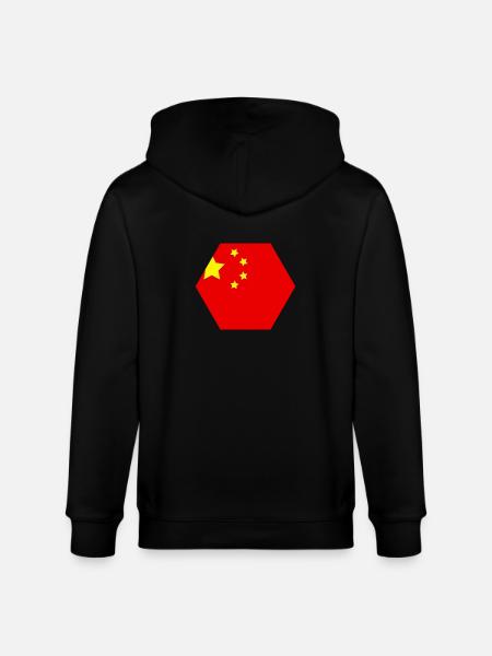 China flag - Stanley/Stella CULTIVATOR  Unisex Organic Hooded Jacket - black