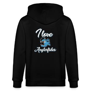 I love monkfish - Stanley/Stella CULTIVATOR  Unisex Organic Hooded Jacket - black - Back - Anna (173cm)