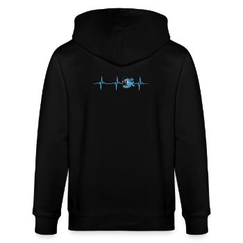 Cool Monkfish Heartbeat Design - Stanley/Stella CULTIVATOR  Unisex Organic Hooded Jacket - black - Back - Anna (173cm)