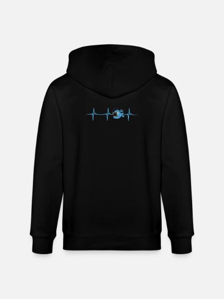 Cool Monkfish Heartbeat Design - Stanley/Stella CULTIVATOR  Unisex Organic Hooded Jacket - black