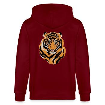 Tiger Gesicht Wild Life Kreatur Tier Tiger Lover - Stanley/Stella Unisex Bio-Kapuzenjacke CULTIVATOR  - Burgunderrot - Hinten - Anna (173cm)