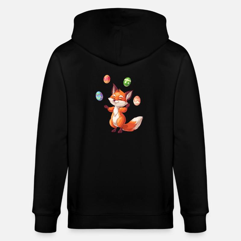 Easter Red Fox Juggling Eggs - Stanley/Stella CULTIVATOR  Unisex Organic Hooded Jacket - black