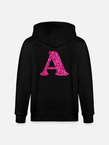 Letter A Pink Glitter - Stanley/Stella CULTIVATOR  Unisex Organic Hooded Jacket - black