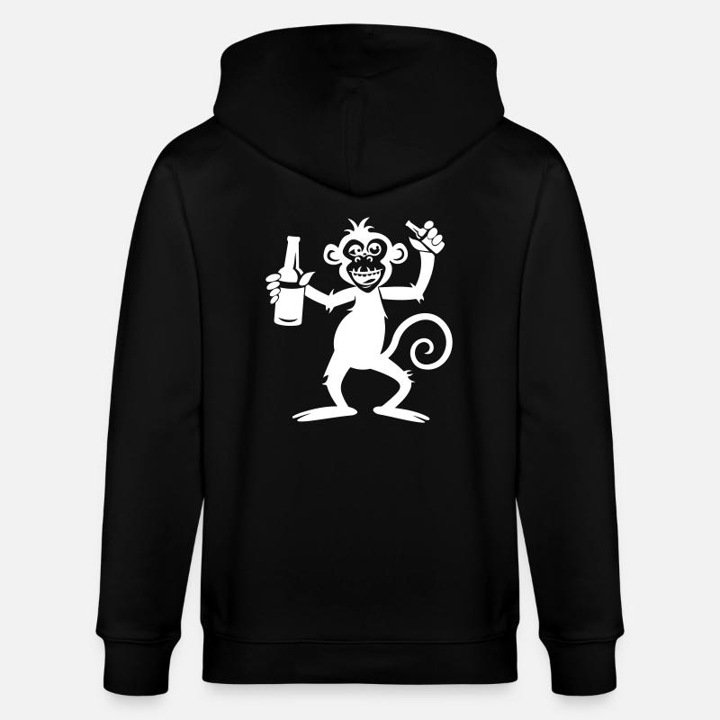 Affe Party Bier - Stanley/Stella Unisex Bio-Kapuzenjacke CULTIVATOR  - Schwarz