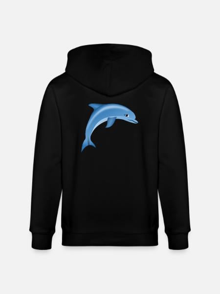 Blue Cute Dolphin - Stanley/Stella CULTIVATOR Unisex Organic Hooded Jacket - black