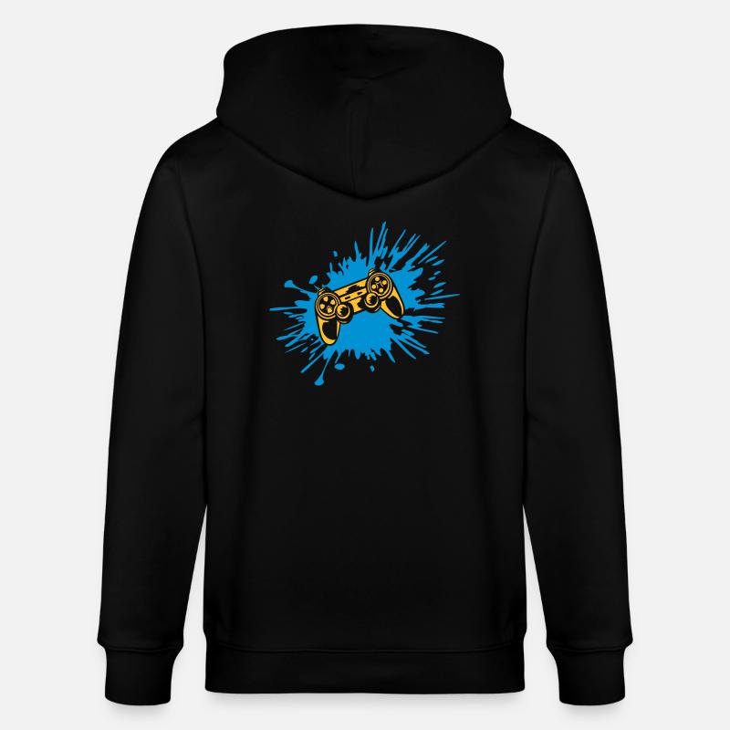 Tropfen Farbklecks Controller Konsole - Stanley/Stella Unisex Bio-Kapuzenjacke CULTIVATOR  - Schwarz