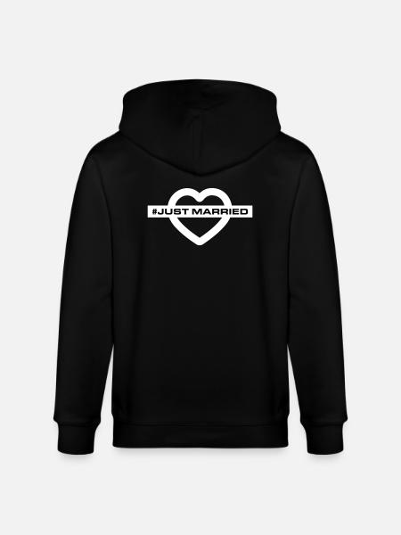 Just Married Wedding Heart - Stanley/Stella CULTIVATOR Unisex Organic Hooded Jacket - black