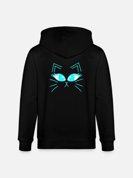 Cat Cats Kitten Cat Face - Stanley/Stella CULTIVATOR  Unisex Organic Hooded Jacket - black