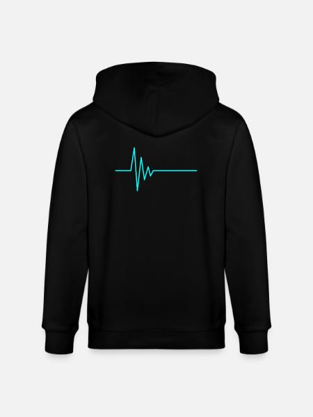 Heartbeat EKG water blue - Stanley/Stella CULTIVATOR  Unisex Organic Hooded Jacket - black