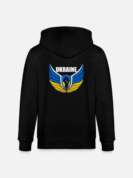 Ukraine Logo - Stanley/Stella CULTIVATOR  Unisex Organic Hooded Jacket - black